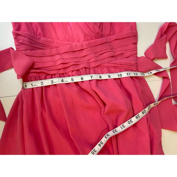 Rose Happy Womens A-Line Dress Sleeveless Ruched V-Neck Back Zip Pink Size 12 - Picture 4 of 8